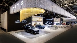 AITO showcased the AITO 9, AITO 8, AITO 7 and AITO 6 at the 2026 Paris Motor Show